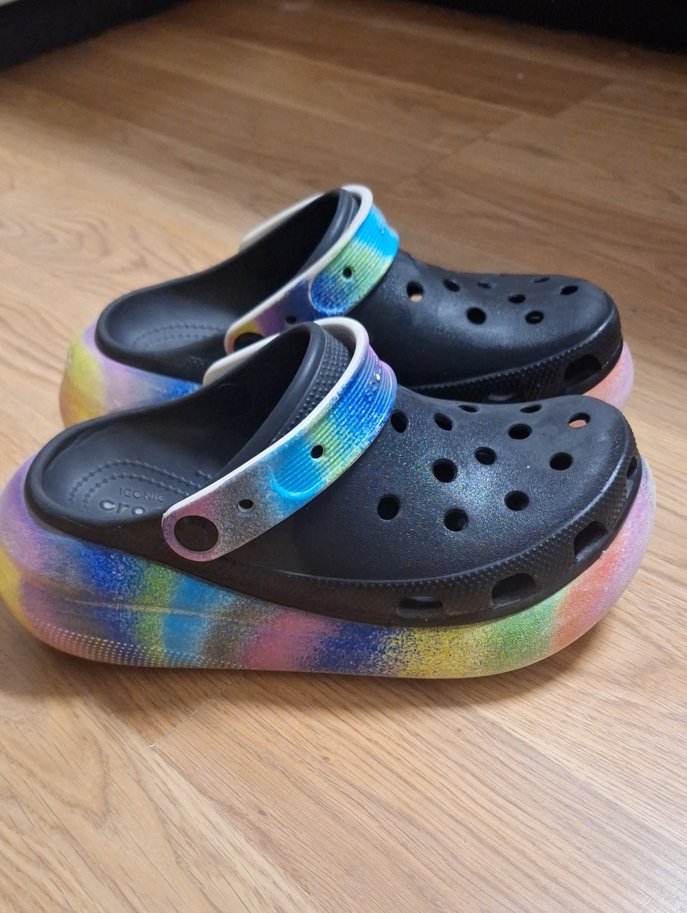 Crocs Classic Crush Spray Dye Clog Slip-On Clog with Rainbow Platform Sole